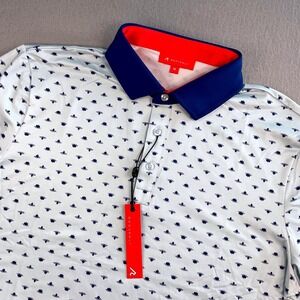 Redvanly Mens Breeze Print Golf Polo Shirt Athletic Luxury Medium